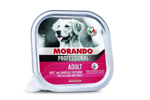 CIBO UMIDO PER CANI MORANDO PROF DOG PATE' ANATRA/TACCHINO 18 X GR 300