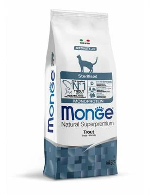 cibo secco per gatti MONGE CAT STERILIZED TROTA KG 10