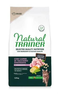 cibo secco per gatti TRAINER NAT SELECTED QUALITY CAT NO GRAIN STER TACCHINO KG 1,25