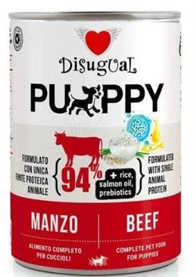 Cibo umido per cani DISUGUAL DOG PUPPY MANZO GR 400
