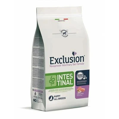 cibo secco per cani EXCLUSION PUPPY INTESTINAL MAIALE/RISO KG 12