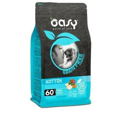 cibo secco per gatti OASY CAT GRAIN FREE KITTEN PESCE KG 1,5