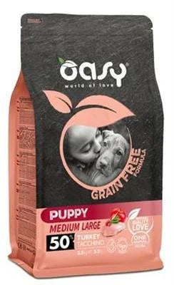 cibo secco per cani OASY DOG GRAIN FREE PUPPY MEDIUM/LARGE TACCHINO KG 2,5
