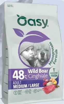 cibo secco per cani OASY DOG MONO MEDIUM/LARGE CINGHIALE KG 10