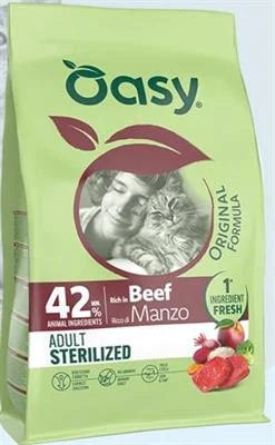 cibo secco per gatti OASY CAT ORIGINAL STERILIZED MANZO KG 1,5