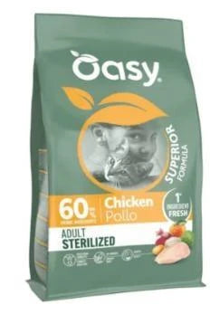 cibo secco per gatti OASY CAT SUPERIOR STERILIZED POLLO KG 1,5