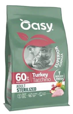cibo secco per gatti OASY CAT SUPERIOR STERILIZED TACCHINO KG 1,5