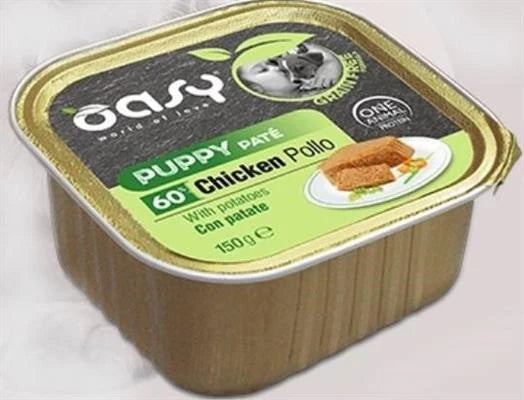 Cibo umido per cani OASY DOG GRAIN FREE PUPPY POLLO CON PATATE 11 X GR 150