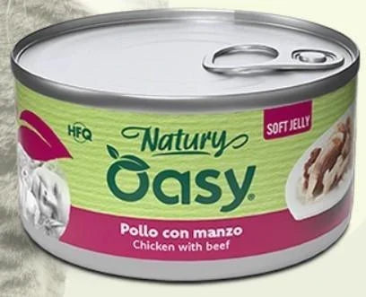 cibo umido per gatti OASY CAT NATURY POLLO/MANZO GR 150