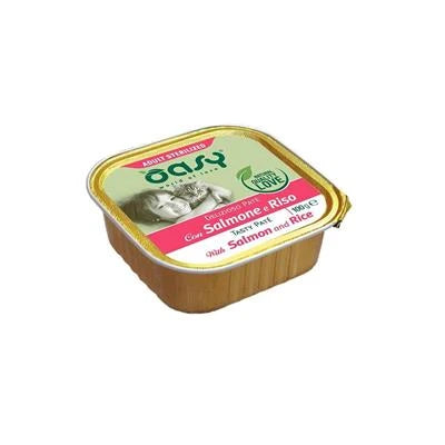 Cibo umido per gatti OASY CAT PATE' DELIZIOSO STERILIZED SALMONE 16 X GR 100