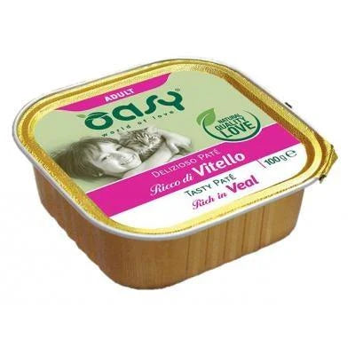 Cibo umido per gatti OASY CAT PATE' DELIZIOSO VITELLO 16 X GR 100