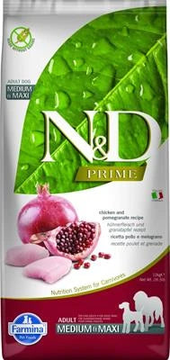 cibo secco per cani ND DOG PRIME MEDIUM/MAXI POLLO/MELOGRANO KG 12