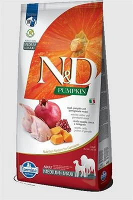Cibo Secco Per Cani ND DOG PUMPKIN MEDIUM/MAXI QUAGLIA/MELOGRANO KG 12