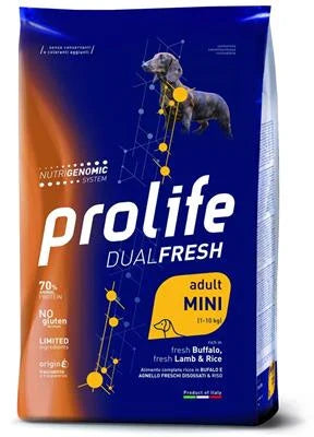 CIBO SECCO PER CANI PROLIFE DOG DUAL MINI AGNELLO/BUFALO/RISO KG 2