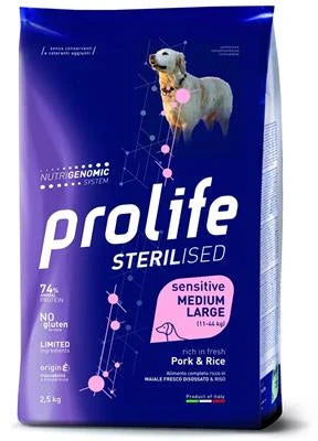 CIBO SECCO PER CANI PROLIFE DOG STERILIZED MEDIUM/LARGE MAIALE/RISO KG 12