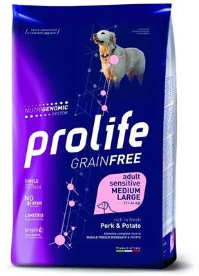 Cibo Secco Per Cani PROLIFE DOG GRAIN FREE MEDIUM/LARGE MAIALE/PATATE KG 2,5