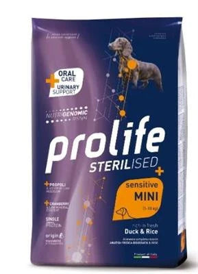 Cibo Secco Per Cani PROLIFE DOG STERILIZED SENSITIVE MINI ANATRA/RISO KG 7