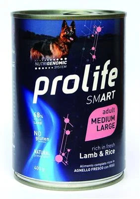 cibo umido per cani PROLIFE DOG UM SMART MEDIUM/LARGE AGNELLO/RISO GR 400 NEW