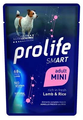 cibo umido per cani PROLIFE DOG UM SMART BUSTE MINI AGNELLO/RISO 10 X GR 100 NEW