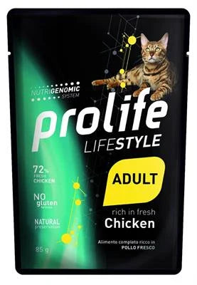cibo umido per gatti PROLIFE CAT UM LIFE BUSTE POLLO 12 X GR 85 NEW