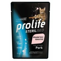 cibo umido per gatti PROLIFE CAT UM STERILIZED BUSTE MAIALE 12 X GR 85 NEW