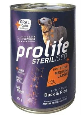 cibo umido per cani PROLIFE DOG STERILIZED SENSITIVE ANATRA M/L GR 400