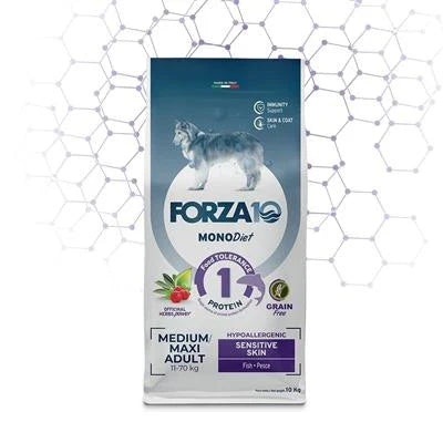cibo secco per cani FORZA 10 DOG MEDIUM MAXI SENSITIVE SKIN PESCE KG 10