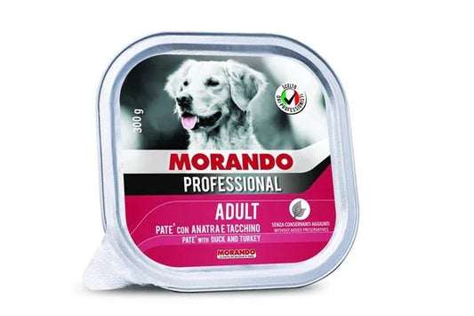 CIBO UMIDO PER CANI MORANDO PROF DOG PATE' ANATRA/TACCHINO 18 X GR 300