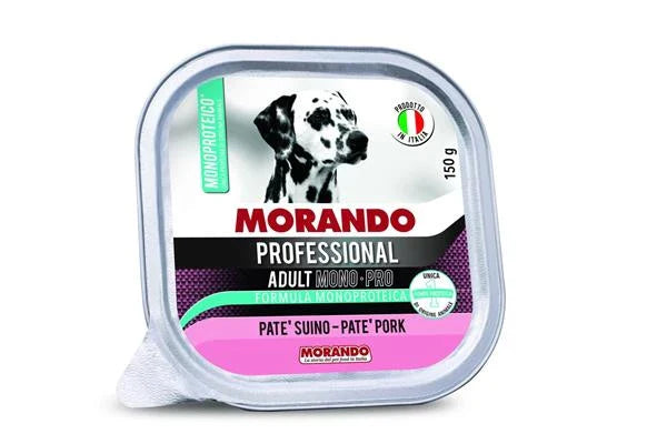 CIBO UMIDO PER CANI MORANDO PROF DOG PATE' MONO SUINO 22 X GR 150