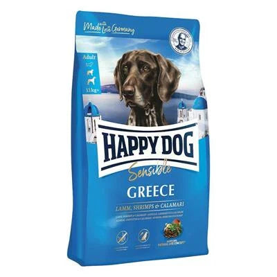 cibo secco per cani HAPPYDOG GREECE AGNELLO/GAMBERI/CALAMARI KG 11