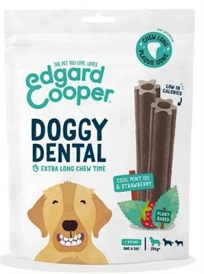 snack per cani EDGARD COOPER DOGGY DENTAL LARGE FRAGOLA MENTA
