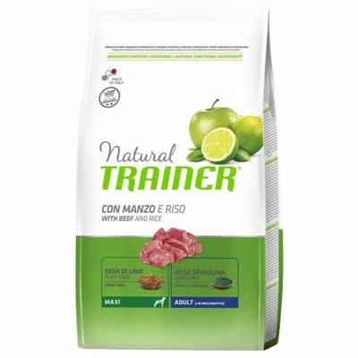 cibo secco per cani TRAINER NATURAL MAXI MANZO/RISO KG 12