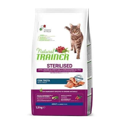 cibo secco per gatti TRAINER NATURAL CAT STERILIZED TROTA KG 1,5