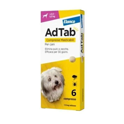 Antiparassitari Per Cane ADTAB COMPRESSE MASTICABILI PER CANI KG 2,5 - 5,5 CPR 6