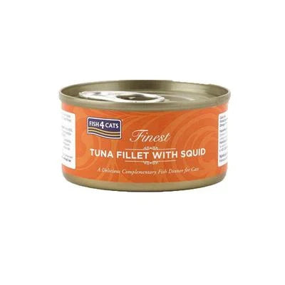 Cibo umido per gatti FISH4CATS FINEST FILETTI TONNO/CALAMARI GR 70
