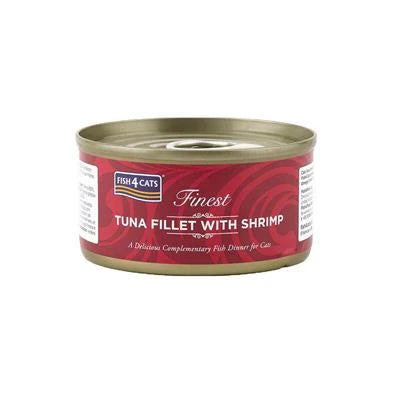 Cibo umido per gatti FISH4CATS FINEST FILETTI TONNO/GAMBERETTI GR 70