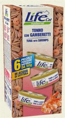 Cibo umido per gatti LIFECAT MULTIPACK 6 X GR 50 TONNO/GAMBERETTI