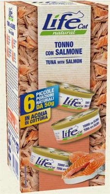 Cibo umido per gatti LIFECAT MULTIPACK 6 X GR 50 TONNO/SALMONE