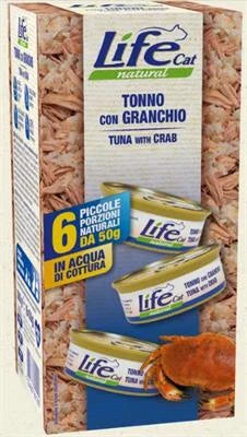 Cibo umido per gatti LIFECAT MULTIPACK 6 X GR 50 TONNO/GRANCHIO