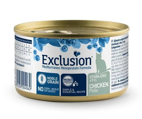Cibo umido per gatti EXCLUSION MEDIT NOBLE CAT UM 7+ STERILIZED POLLO GR 85