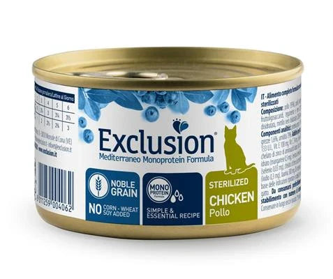 Cibo umido per gatti EXCLUSION MEDIT NOBLE CAT UM STERILIZED POLLO GR 85