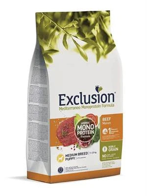 cibo secco per cani  EXCLUSION MEDIT NOBLE MEDIUM PUPPY MANZO 3 KG