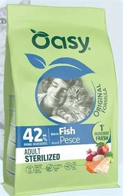 cibo secco per gatti OASY CAT ORIGINAL STERILIZED PESCE KG 1,5