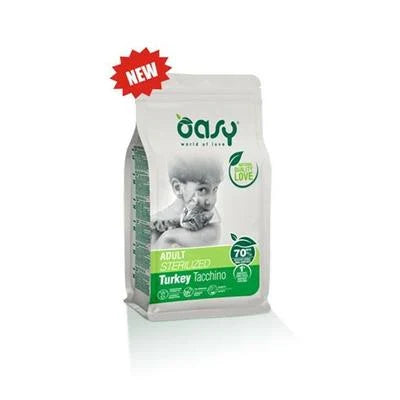cibo secco per gatti OASY CAT STERILIZED TACCHINO GR 300