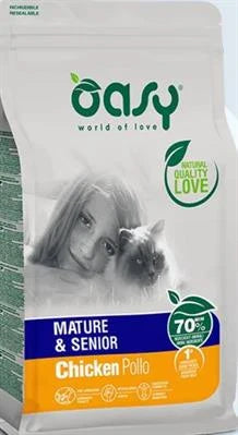 cibo secco per gatti OASY CAT MATURE POLLO GR 300