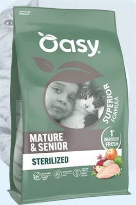 cibo secco per gatti OASY CAT SUPERIOR MATURE STERILIZED POLLO KG 1,5