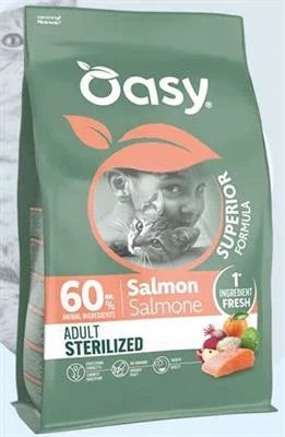 cibo secco per gatti OASY CAT SUPERIOR STERILIZED SALMONE KG 6