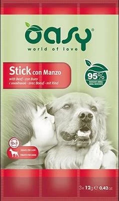snack per cani OASY STICK MANZO 3 X GR 12