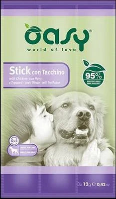 snack per cani OASY STICK TACCHINO 3 X GR 12