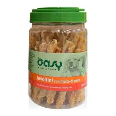snack per cani OASY SNACK INVOLTINI FILETTO POLLO GR 350
